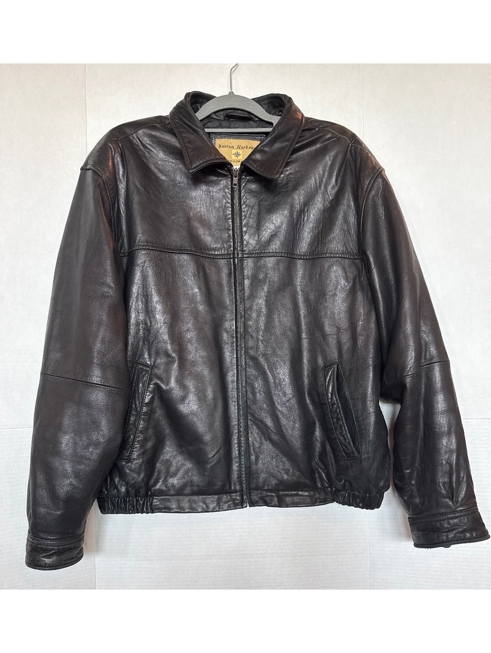 Boston Harbour Men's Black Leather Outdoorwear Jacket Large